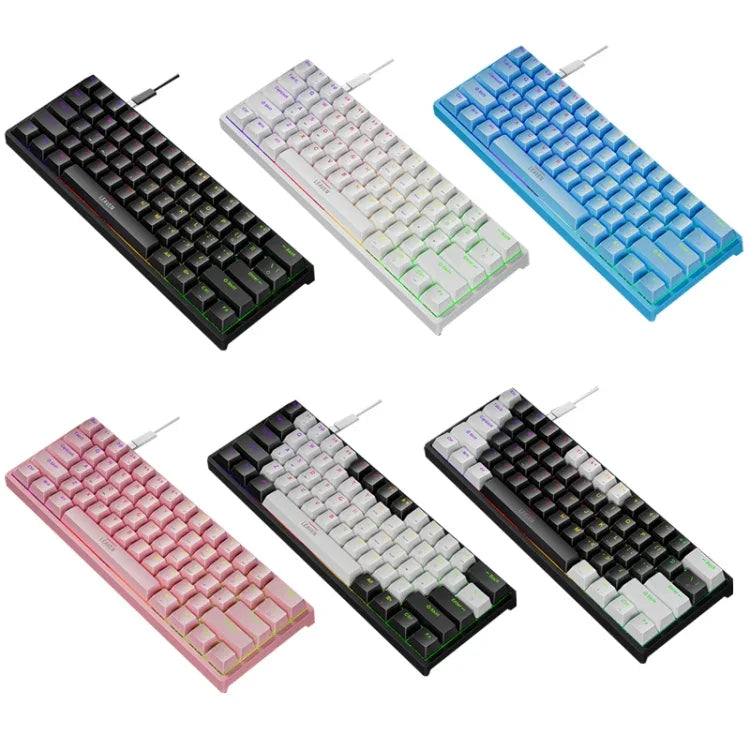 Bàn Phím Cơ Có Dây LEAVEN K620 61 Phím Có Đèn LED, Cắm Nóng, Dài Dây: 1.8m, Trục Xanh Lá Đen, Trục Xanh Lá Trắng, Trục Xanh Lá Xanh Dương, Trục Xanh Lá Hồng, Trục Đỏ Đen Trắng, Trục Xanh Lá Trắng Đen, Trục Xanh Lá Trắng Đen