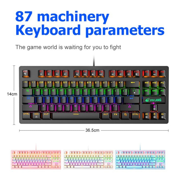Bàn Phím Cơ Có Dây Laptop Văn Phòng ZIYOULANG K2 87 Phím Có Đèn LED, Dài Dây: 1.5m, K2 Đen, K2 Trắng, K2 Hồng, K2 Xanh Dương