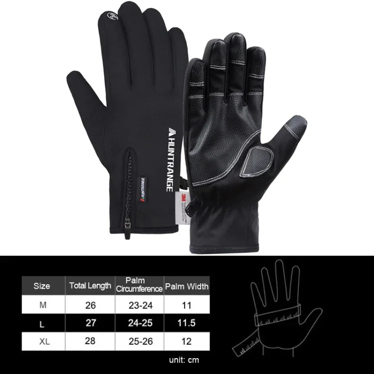 Găng tay thể thao ngoài trời chống nước HUNTRANGE A023, cảm ứng màn hình nhung, size M, L, XL