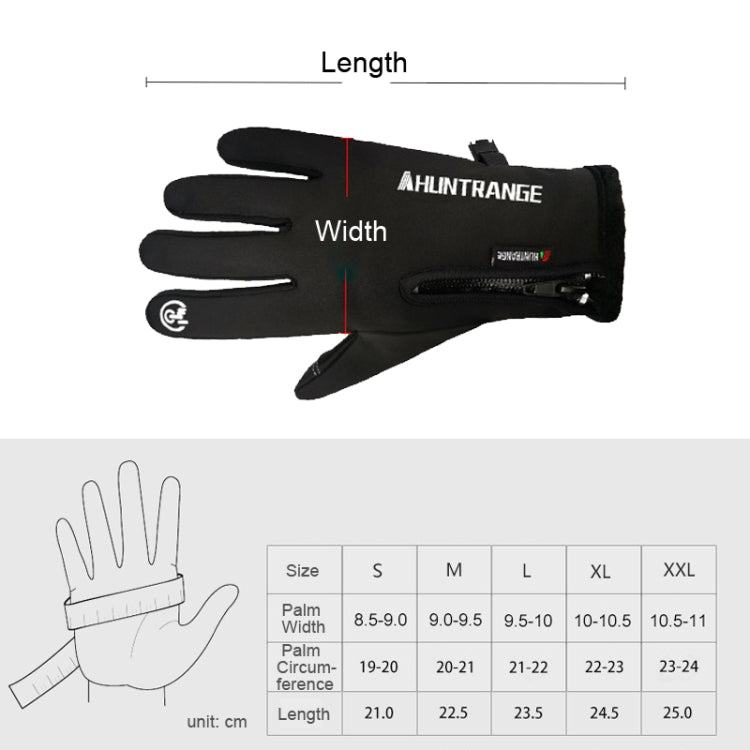 Găng tay đạp xe ngoài trời chống nước HUNTRANGE A022, cảm ứng màn hình, giữ ấm, size S, M, L, XL, XXL