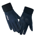 Găng tay nam ấm bằng da lộn Q35, găng tay thể thao cảm ứng đạp xe, Q35 màu kaki, Q35 màu đen, Q35 màu xanh đậm