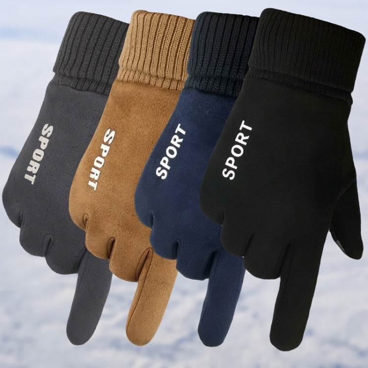 Găng tay nam ấm bằng da lộn Q35, găng tay thể thao cảm ứng đạp xe, Q35 màu kaki, Q35 màu đen, Q35 màu xanh đậm