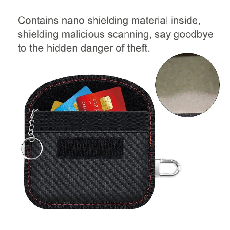 Hộp đựng thẻ RFID sợi carbon Chống bức xạ Túi chắn tín hiệu chìa khóa xe, 10.5 x 6.5cm, 11.5 x 7.5cm