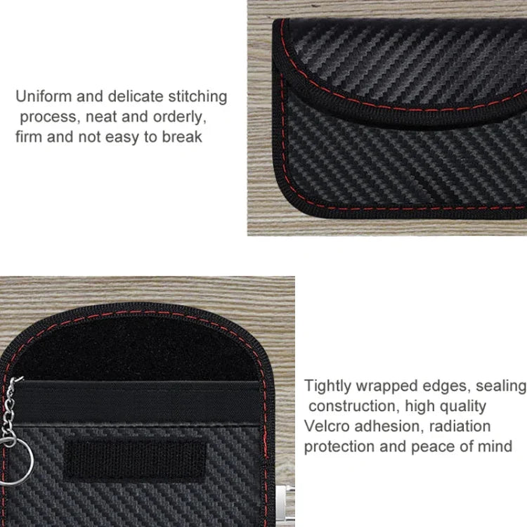 Hộp đựng thẻ RFID sợi carbon Chống bức xạ Túi chắn tín hiệu chìa khóa xe, 10.5 x 6.5cm, 11.5 x 7.5cm