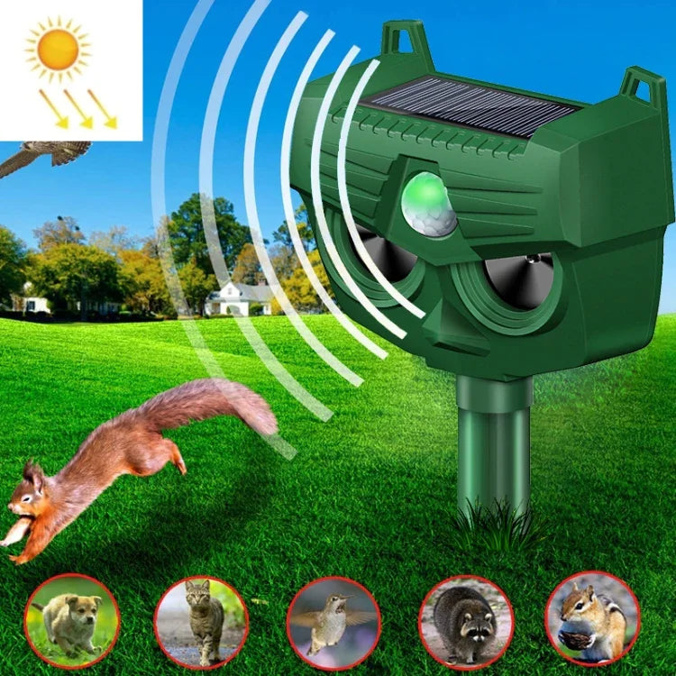 Máy đuổi chó ngoài trời năng lượng mặt trời RC-543, máy đuổi động vật chim siêu âm hồng ngoại, RC-543
