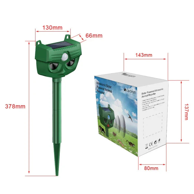 Máy đuổi chó ngoài trời năng lượng mặt trời RC-543, máy đuổi động vật chim siêu âm hồng ngoại, RC-543