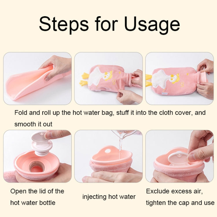 Túi nước nóng nhồi bông hoạt hình ZS103 chống nổ, chống rò rỉ, chai nước ấm, mẫu: Thỏ may mắn hồng, Thỏ may mắn be, Gấu nâu, Gấu kaki, Vịt tím, Thỏ hồng, Vịt xanh đậm, Vịt xanh mực, Hồng xen kẽ