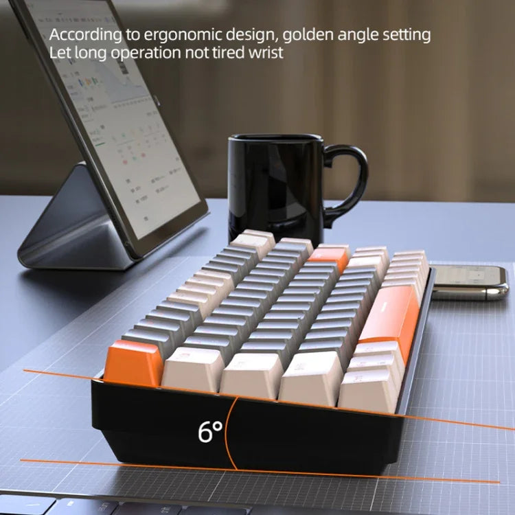 Bàn phím cơ không dây Bluetooth ZIYOU LANG K68 68 phím, Mẫu:, Phiên bản trục đỏ (Lấp lánh), Phiên bản trục xanh lá (Xám), Phiên bản trục đỏ (Xám)