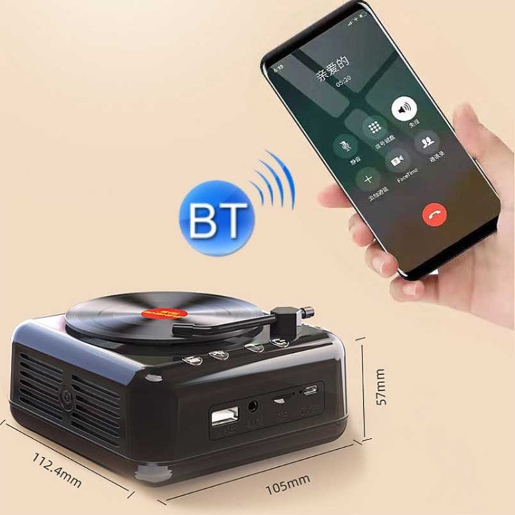 Loa Bluetooth mini hình máy hát đĩa vinyl cổ điển H3, màu Đen, Trắng, Vân gỗ