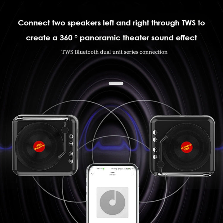 Loa Bluetooth mini hình máy hát đĩa vinyl cổ điển H3, màu Đen, Trắng, Vân gỗ