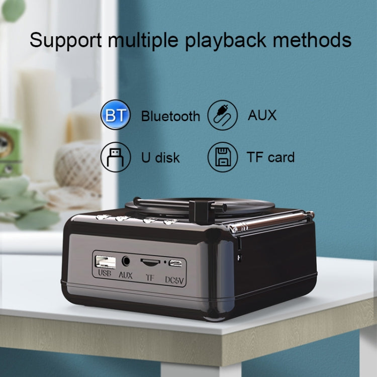 Loa Bluetooth mini hình máy hát đĩa vinyl cổ điển H3, màu Đen, Trắng, Vân gỗ