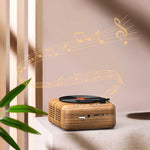 Loa Bluetooth mini hình máy hát đĩa vinyl cổ điển H3, màu Đen, Trắng, Vân gỗ