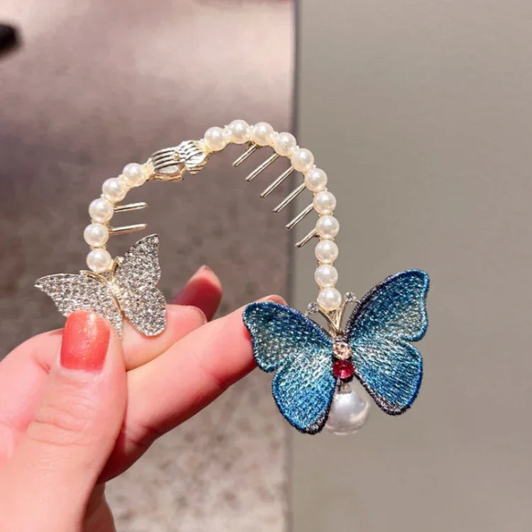 Kẹp tóc bướm đính đá pha lê thêu kẹp tóc đuôi ngựa