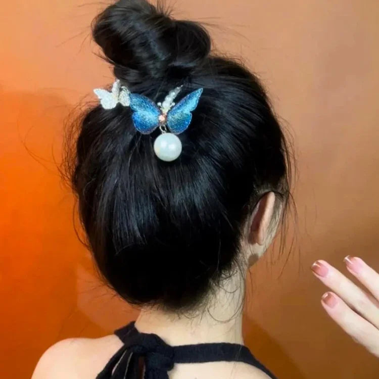 Kẹp tóc bướm đính đá pha lê thêu kẹp tóc đuôi ngựa