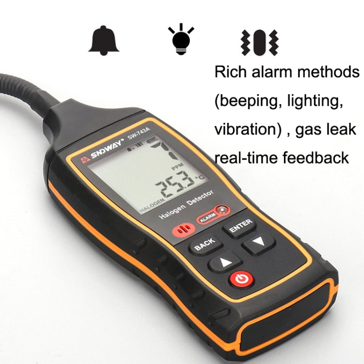 Máy dò khí halogen SNDWAY SW743A, thiết bị điện tử ô tô kiểm tra rò rỉ gas điều hòa Freon, model SW743A
