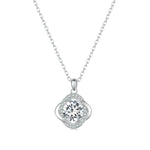 Sterling Silver S925 White Gold Plated Sparkling Moissanite Pendant Necklace, MSN002