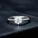 Sterling Silver S925 Six Claw Moissanite Ring White Gold Plated Bracelet, No.6, No.7, No.8, No.10