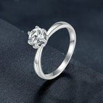 MSR006 Nhẫn Moissanite 6 càng bạc S925 mạ vàng trắng, số 6, số 7, số 8
