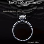MSR006 Nhẫn Moissanite 6 càng bạc S925 mạ vàng trắng, số 6, số 7, số 8