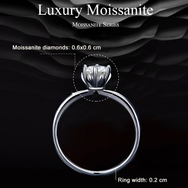 MSR006 Nhẫn Moissanite 6 càng bạc S925 mạ vàng trắng, số 6, số 7, số 8
