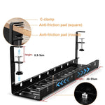 Khay quản lý cáp dưới bàn có thể kéo giãn, giá đựng cáp bằng thép carbon, màu đen có thể kéo giãn 30,5-55CM