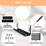 Khay quản lý cáp dưới bàn có thể kéo giãn, giá đựng cáp bằng thép carbon, màu đen có thể kéo giãn 30,5-55CM