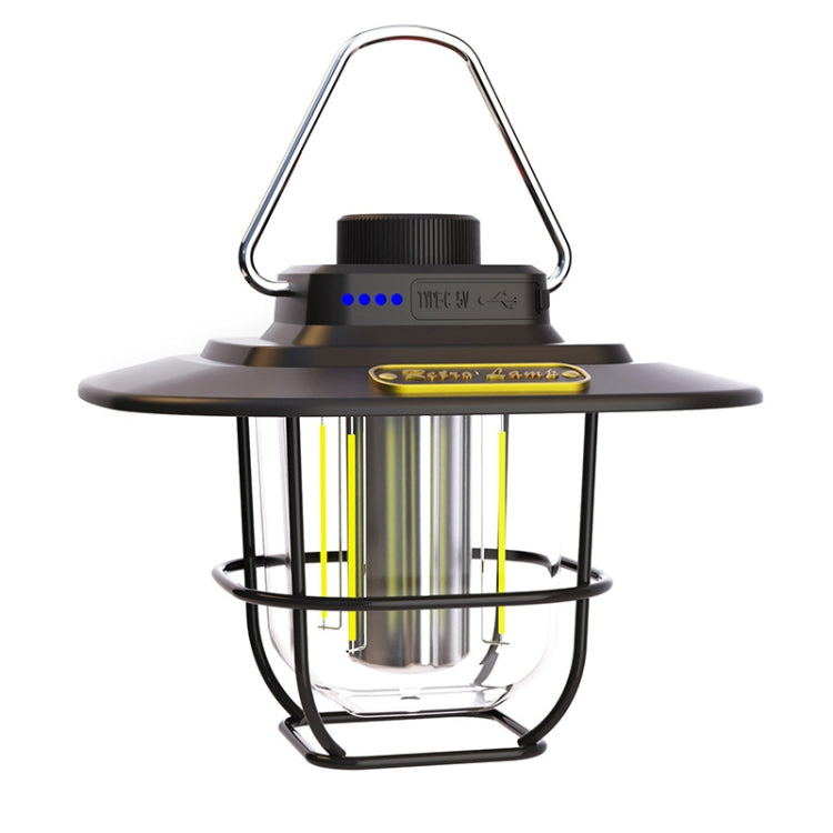 Đèn lồng retro LED LY02, đèn lều tay cầm, đèn cắm trại sạc USB, LY02 xanh lá, LY02 trắng, LY02 đen
