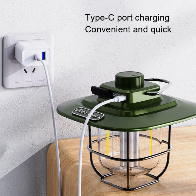 Đèn lồng retro LED LY02, đèn lều tay cầm, đèn cắm trại sạc USB, LY02 xanh lá, LY02 trắng, LY02 đen