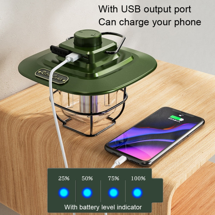 Đèn lồng retro LED LY02, đèn lều tay cầm, đèn cắm trại sạc USB, LY02 xanh lá, LY02 trắng, LY02 đen
