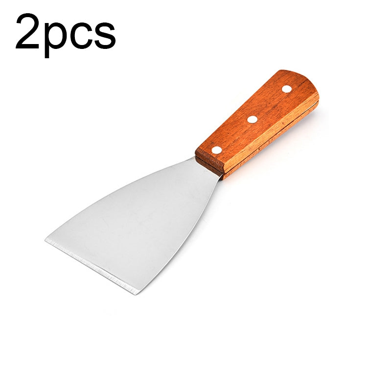 2 cái xẻng pizza và bít tết bằng thép không gỉ cán gỗ, Xẻng nghiêng dụng cụ nhà bếp, S, L