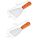 2 cái xẻng pizza và bít tết bằng thép không gỉ cán gỗ, Xẻng nghiêng dụng cụ nhà bếp, S, L
