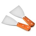 2 cái xẻng pizza và bít tết bằng thép không gỉ cán gỗ, Xẻng nghiêng dụng cụ nhà bếp, S, L