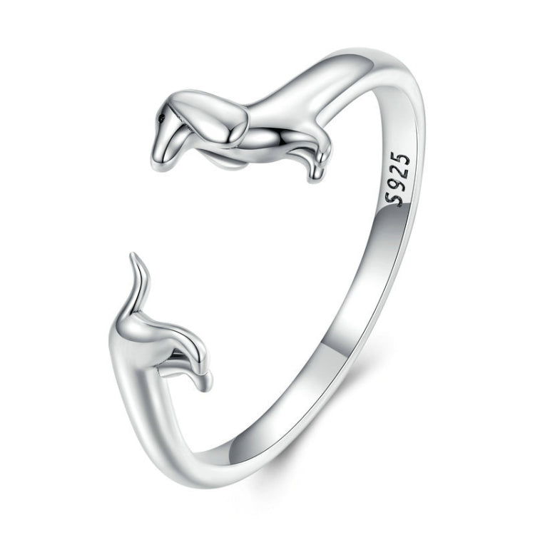 Nhẫn mở hình chó Dachshund dễ thương bạc S925, SCR894