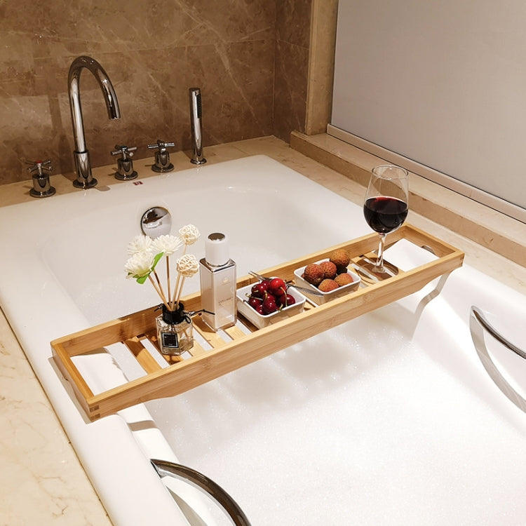Kệ bồn tắm chống trượt bằng tre đa năng, màu tre, trắng