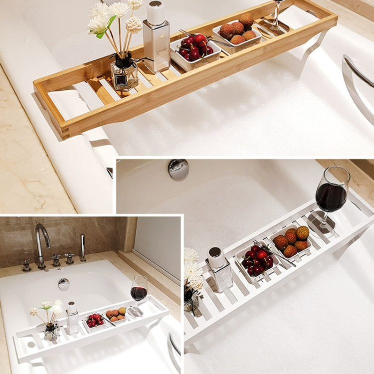Kệ bồn tắm chống trượt bằng tre đa năng, màu tre, trắng
