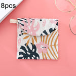 8 túi đựng băng vệ sinh bằng cotton và lanh, túi cầm tay tiện lợi, đen đáy trắng cây, xám lạc đà, mèo may mắn, lá, mèo xanh, rùa