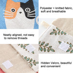 8 túi đựng băng vệ sinh bằng cotton và lanh, túi cầm tay tiện lợi, đen đáy trắng cây, xám lạc đà, mèo may mắn, lá, mèo xanh, rùa