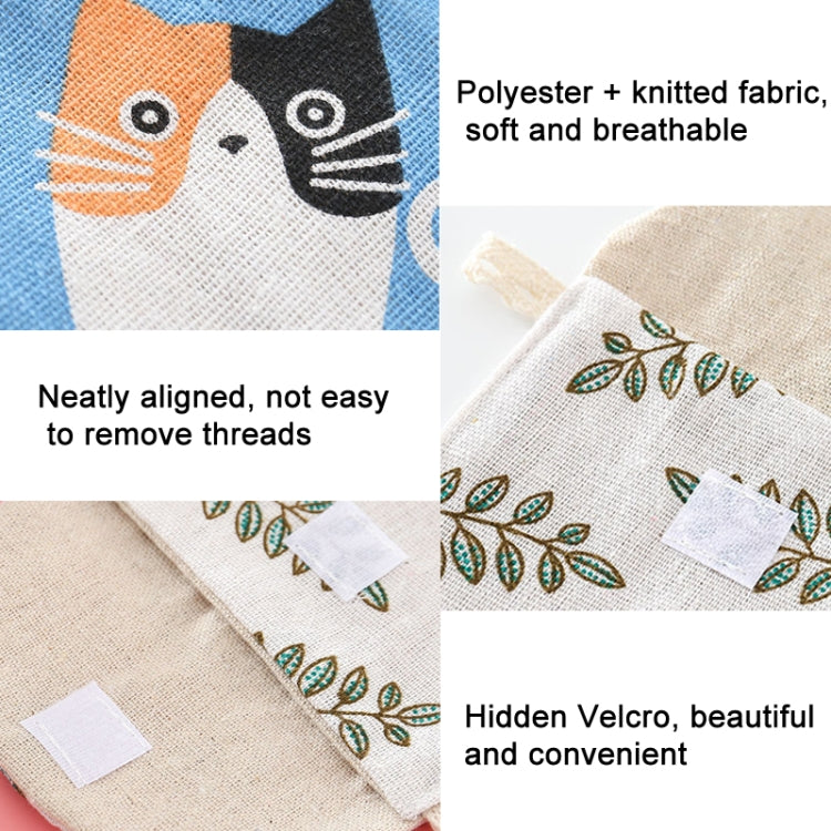 8 túi đựng băng vệ sinh bằng cotton và lanh, túi cầm tay tiện lợi, đen đáy trắng cây, xám lạc đà, mèo may mắn, lá, mèo xanh, rùa