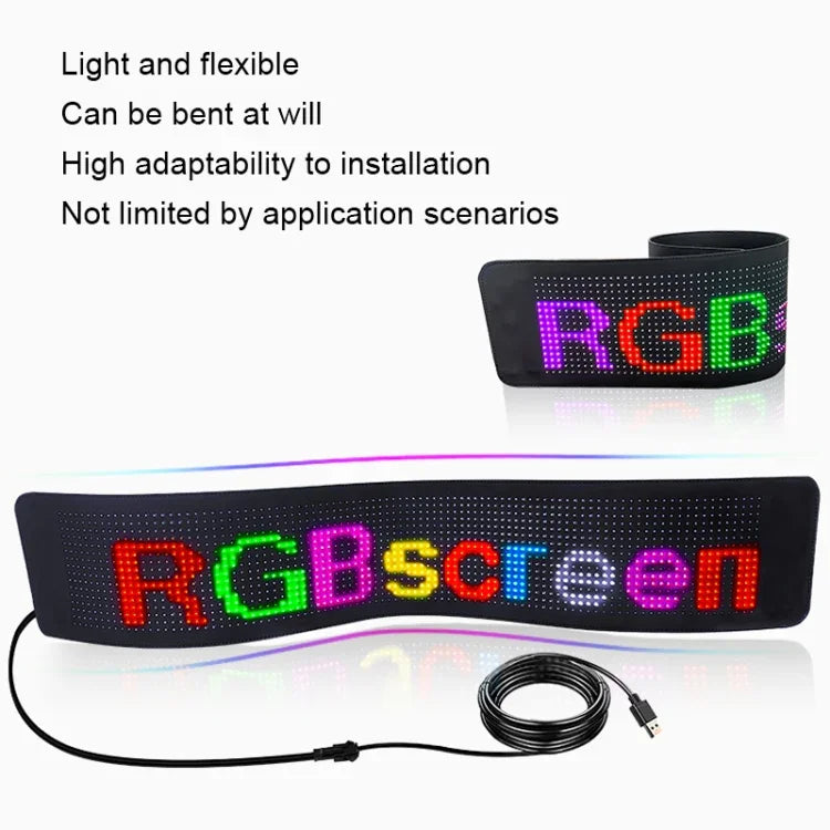 Màn hình LED linh hoạt ô tô điều khiển qua ứng dụng điện thoại kết nối Bluetooth, S1664RGB 390x107mm, S1696RGB 672x122mm, S3264RGB 390x187mm, S3296RGB 672x218mm