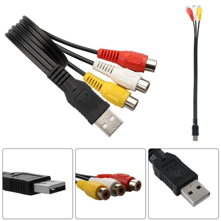 Cáp âm thanh AV USB sang 3 RCA, 1 đực 3 cái, 25cm, 1.5m