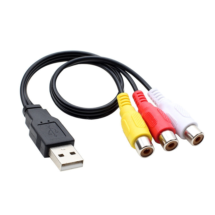 Cáp âm thanh AV USB sang 3 RCA, 1 đực 3 cái, 25cm, 1.5m