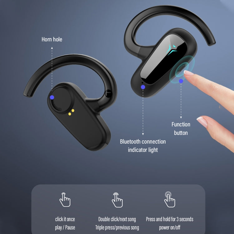 Tai nghe Bluetooth stereo màn hình kỹ thuật số dẫn truyền xương, Kiểu:, Tai đơn