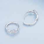 Sterling Silver S925 Small Flower Vine Plated Platinum Zircon Earrings, BSE767