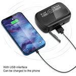Tai nghe Bluetooth mini vô hình SKY10 màn hình kỹ thuật số hộp sạc, SKY10 Đen