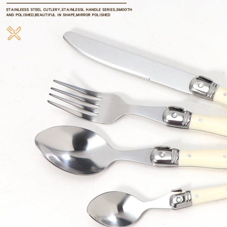 Bộ dao, nĩa, muỗng thép không gỉ cán nhựa, bộ đồ ăn phương Tây, 6 muỗng trà, 6 nĩa, 6 muỗng