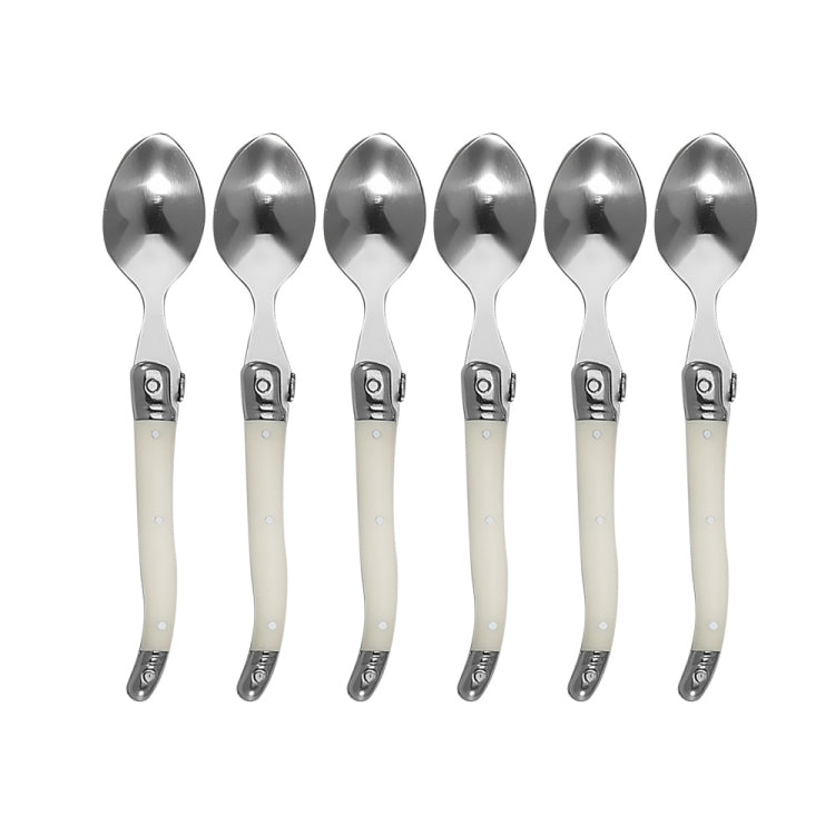 Bộ dao, nĩa, muỗng thép không gỉ cán nhựa, bộ đồ ăn phương Tây, 6 muỗng trà, 6 nĩa, 6 muỗng
