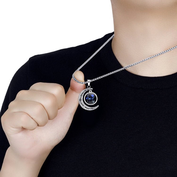 Luminous Zodiac Moon Titanium Steel Necklace Personalized Moon Pendant, Necklace Libra, Necklace Scorpio, Necklace Sagittarius, Necklace Aquarius, Necklace Capricorn, Necklace Pisces, Necklace Aries, Necklace Taurus, Necklace Gemini, Necklace Cancer   ...