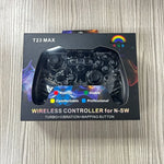 Tay cầm chơi game Bluetooth không dây Switch Pro với chức năng đèn LED báo thức, trong suốt có đèn LED