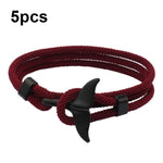 5 chiếc vòng tay dây thừng đuôi cá voi đan đôi khóa sống điều chỉnh, 5 chiếc màu xanh nhạt, 5 chiếc màu be, 5 chiếc màu hồng, 5 chiếc màu vàng, 5 chiếc màu rượu vang đỏ, 5 chiếc màu xanh hải quân, 5 chiếc màu kaki, 5 chiếc màu đỏ, 5 chiếc màu đen