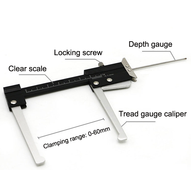 Multi-function Tire Patterns Deep Ruler Brake Disc Thickness Measuring Tools, Measuring Tools